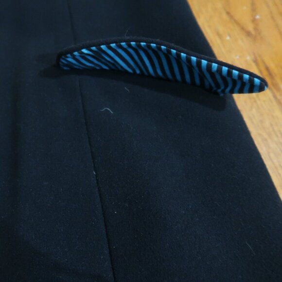 Zara Black Peacoat with Turquoise Blue Interior - Size Small - Picture 6 of 9